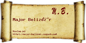 Major Belizár névjegykártya